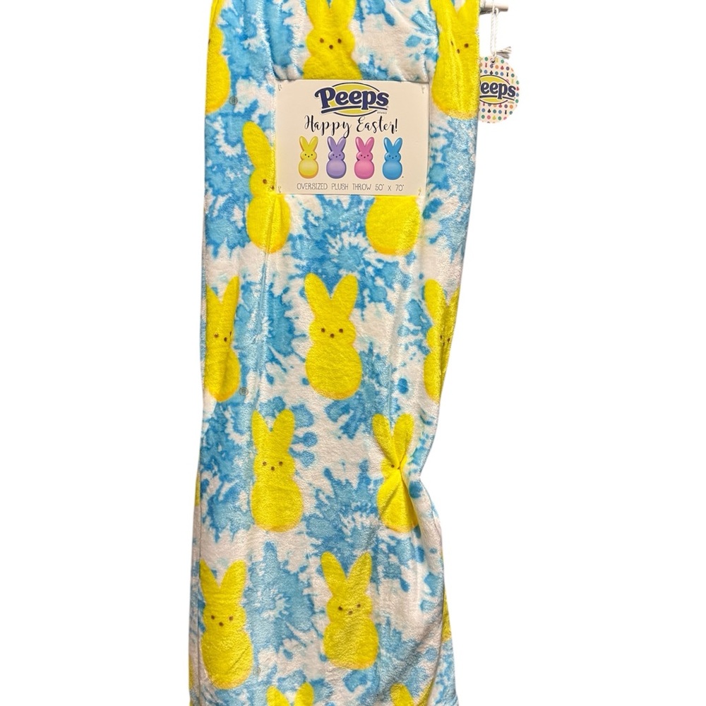 Peeps Easter Plush Throw Blanket - Vibrant Blue and Yellow